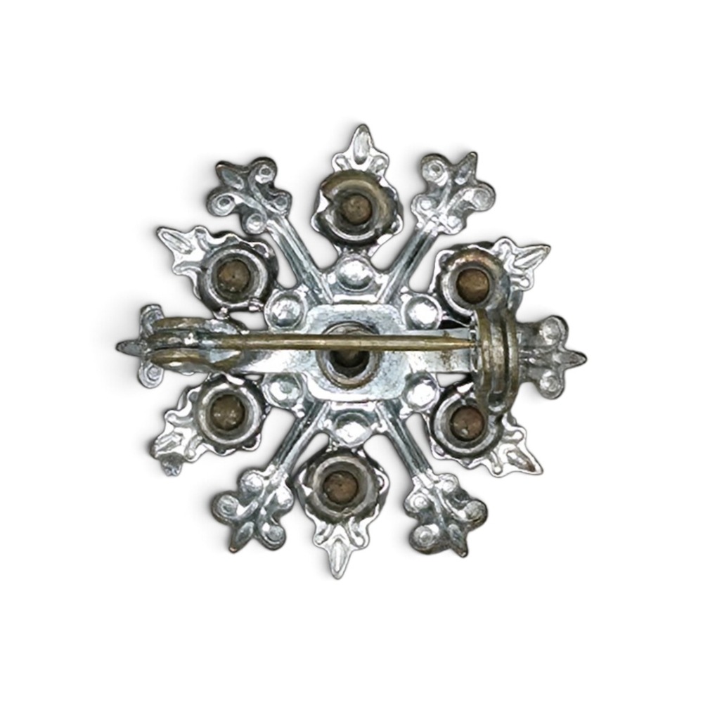 Unbranded Snowflake Brooch Women OS Silver Excellent Rhinestone Crystal Pin - Picture 2 of 3